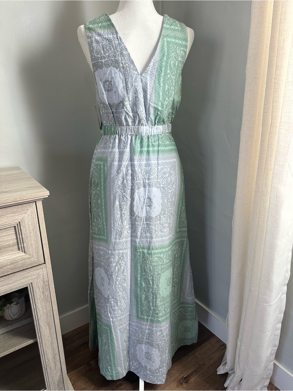 NWT! Universal Thread Women’s Dress, Maxi, Cotton, Patchwork, Paisley, L - Picture 3 of 15